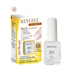 Revuele Nail Therapy Комплекс 3 в 1 швидко висихає тверде покриття та глянсовий блиск 10 мл