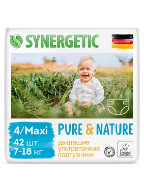 Synergetic Підгузники дитячі дихаючі ультратонкі Pure & Nature Maxi