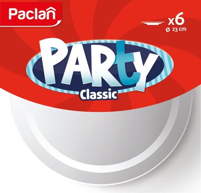 Paclan Тарілка пластикова біла Party Classic 230 мм 6 шт