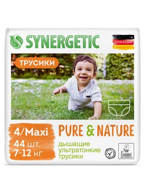 Synergetic Подгузники-трусики детские дышащие ультратонкие Pure & Nature Maxi